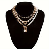 Conjunto Collar Perla & Cadena Serpiente Vintage | Oro