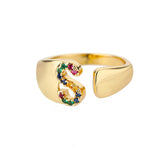 Anillo de Oro con Letra Personalizada (Ajustable)
