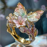 Anillo Mariposa Brillante De La Naturaleza Con Circonita