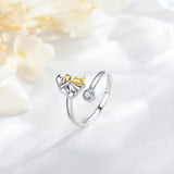 Anillo de Perro en Plata con Piedras de Circonita (Ajustable)