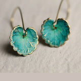 Pendientes vintage con forma de hoja azul