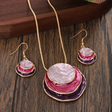 Conjunto Collar y Pendientes Boho Esmaltados Hecho A Mano