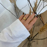 Anillo de Oro con Letra Personalizada en Burbuja (Ajustable)