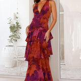 Vestido con Estampado Floral y Escote Profundo