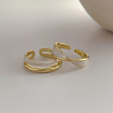 Set de Anillos Bicolor en Oro y Nácar