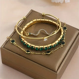 Conjunto de Pulseras Esmeralda Pura | Oro
