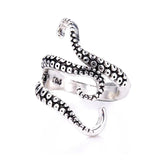 Anillo ajustable plateado con tentáculos