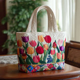 Bolsa de Mano Acolchada - Jardín de Tulipanes