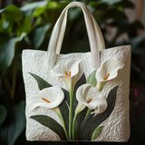 Bolsa Artesanal Acolchada - Lirios Blancos