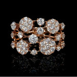 Anillo Oro Rosa Vintage con Piedras Incrustadas Brillantes