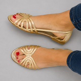 Sandalias Doradas Eleonora | Trenzado Artesanal