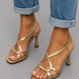Sandalias Doradas Elisabetta | Tacón Bajo