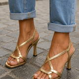 Sandalias Doradas Elisabetta | Tacón Bajo