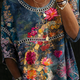 Nicole | Vintage Floral Denim Blusa