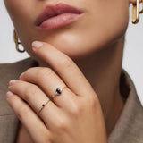 Anillo Baguette Espinela Negra | Oro