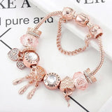 Pulsera Catcher of Dreams Rosa con colgantes en plata