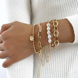 Pulseras de oro con perlas