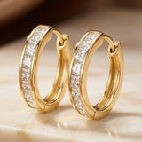 PENDIENTES DE ARO COLOR ORO Y CRISTAL