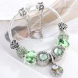 Pulsera de plata y cristal verde