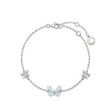 Pulsera de Plata Mariposa Azul que Brilla en la Oscuridad