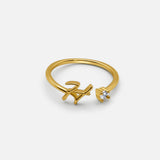 Anillo de Oro con Letra Personalizada (Ajustable)