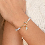 Pulsera de Oro con Perlas y Letra