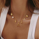 Collar Océano con Letra de Oro