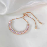 Pulsera ajustable de circonita cúbica en oro y plata
