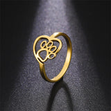 Anillo Corazón y Pata (Ajustable)