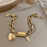 Pulsera Gruesa con Corazón | Oro