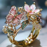 Anillo Mariposa Brillante De La Naturaleza Con Circonita