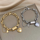 Pulsera Gruesa del Corazón | Oro