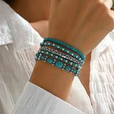 Conjunto de pulseras boho con cuentas turquesas