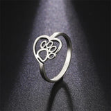 Anillo Corazón y Pata (Ajustable)