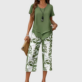 Avy™ | Conjunto de Dos Piezas con Estampado de Hojas Casual