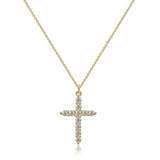 Collar con cruz y corona de diamantes