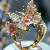 Anillo Mariposa Brillante De La Naturaleza Con Circonita