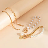 Conjunto 4 Pulseras – Serpiente, Perlas & Eslabones | Oro