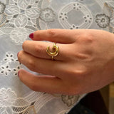 Anillo de Oro con Letra Personalizada en Burbuja (Ajustable)