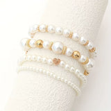 Conjunto de pulseras de perlas blancas