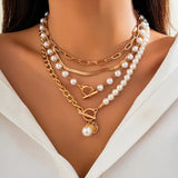 Conjunto Collar Perla & Cadena Serpiente Vintage | Oro