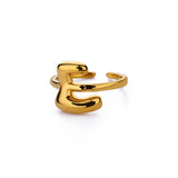Anillo de Oro con Letra Personalizada en Burbuja (Ajustable)