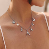 Collar Océano con Letra de Plata