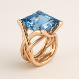 Anillo Vintage Oro Rosa con Zirconia Azul