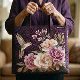 Bolsa de Mano Acolchada - Colibríes y Orquídeas
