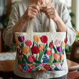Bolsa de Mano Acolchada - Jardín de Tulipanes
