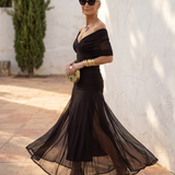 Vestido maxi elegante para fiesta con escote en corazón