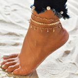 Pulsera de tobillo en oro y cristal