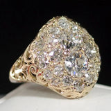 Anel Vintage Redondo Dourado com Diamante
