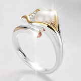 Anillo vintage de oro y plata con perlas